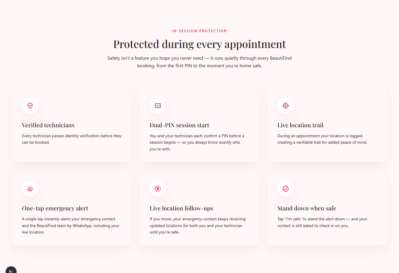 Protected during every appointment — in-session safety tools